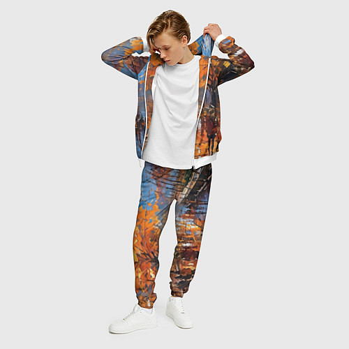 Мужской костюм Осенний город импрессионизм / 3D-Белый – фото 3