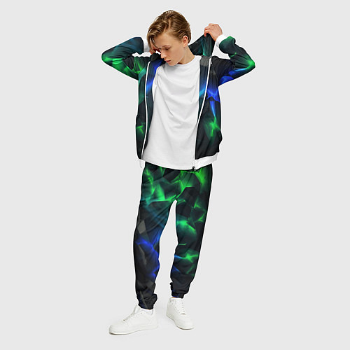 Мужской костюм Разлом синих и зеленых плит / 3D-Белый – фото 3