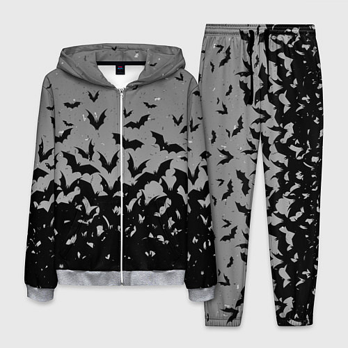 Мужской костюм Серый фон и летучие мыши / 3D-Меланж – фото 1