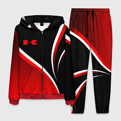 Мужской костюм Кавасаки - красные волны / 3D-Красный – фото 1