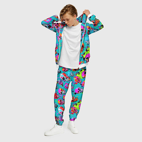 Мужской костюм Паттерн из ярких черепов - поп-арт - мода / 3D-Белый – фото 3