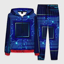 Костюм мужской Технический синий паттерн, цвет: 3D-красный