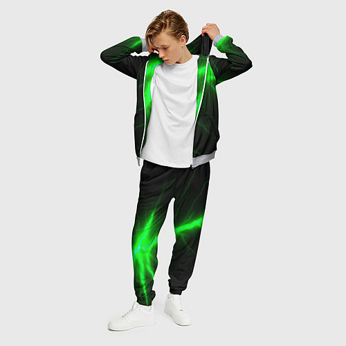 Мужской костюм Зеленый разряд молнии / 3D-Меланж – фото 3