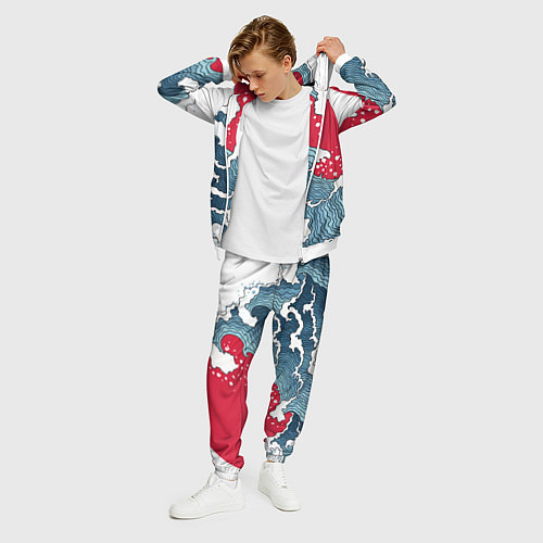 Мужской костюм Страна восходящего солнца - большая волна / 3D-Белый – фото 3