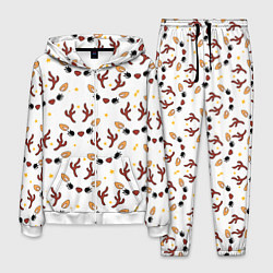 Костюм мужской Оленьи мордочки новогодний узор, цвет: 3D-белый