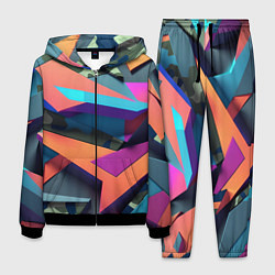 Костюм мужской Камуфляж и цветная геометрия - нейросеть, цвет: 3D-черный