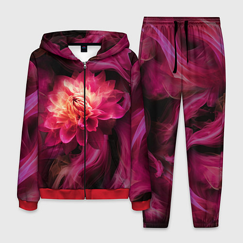 Мужской костюм Розовый цветок в огне - нейросеть / 3D-Красный – фото 1