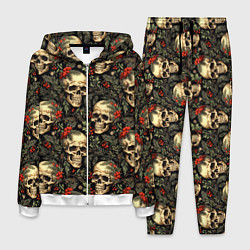 Костюм мужской Череп рябина шишки и хвойные ветки, цвет: 3D-белый