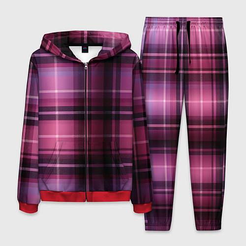 Мужской костюм Фиолетовая шотландская клетка / 3D-Красный – фото 1