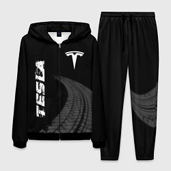 Костюм мужской Tesla speed на темном фоне со следами шин вертикал, цвет: 3D-черный