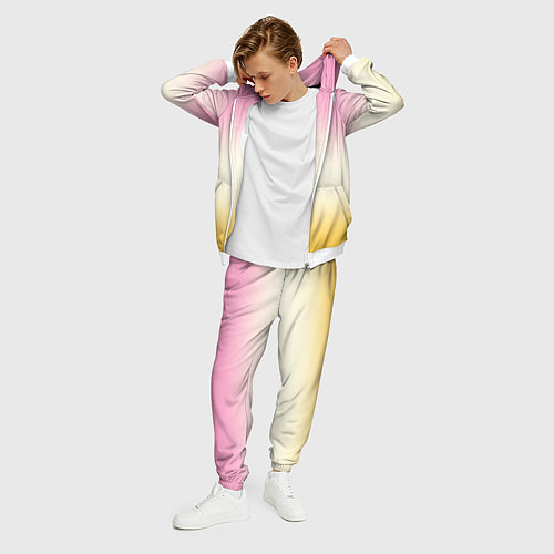 Мужской костюм Розовый бежевый желтый градиент / 3D-Белый – фото 3