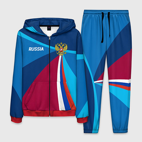 Мужской костюм Герб и триколор России с геометрией / 3D-Красный – фото 1