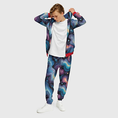 Мужской костюм Космические волны и звездная пыль / 3D-Красный – фото 3