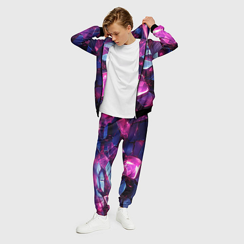 Мужской костюм Фиолетовые прозрачные кубики / 3D-Черный – фото 3