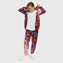 Костюм мужской Разноцветные бабочки - розовые цветы, цвет: 3D-красный — фото 2