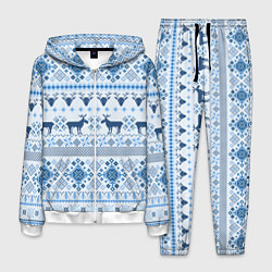 Костюм мужской Blue sweater with reindeer, цвет: 3D-белый