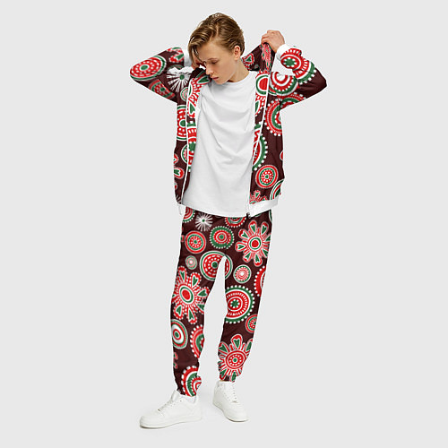 Мужской костюм Новогодний принт красный / 3D-Белый – фото 3