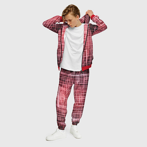 Мужской костюм Красные неоновые полосы киберпанк / 3D-Красный – фото 3