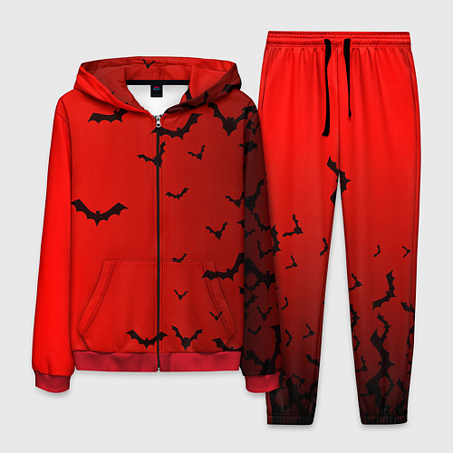 Мужской костюм Летучие мыши на красном фоне / 3D-Красный – фото 1