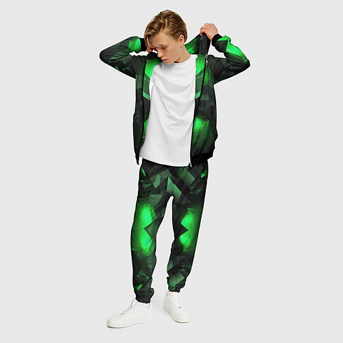 Мужской костюм Абстрактное царство зелени / 3D-Черный – фото 3