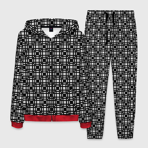 Мужской костюм Черно белый геометрический клетчатый узор / 3D-Красный – фото 1