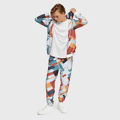 Мужской костюм Геометрический узор - нейросеть / 3D-Белый – фото 3