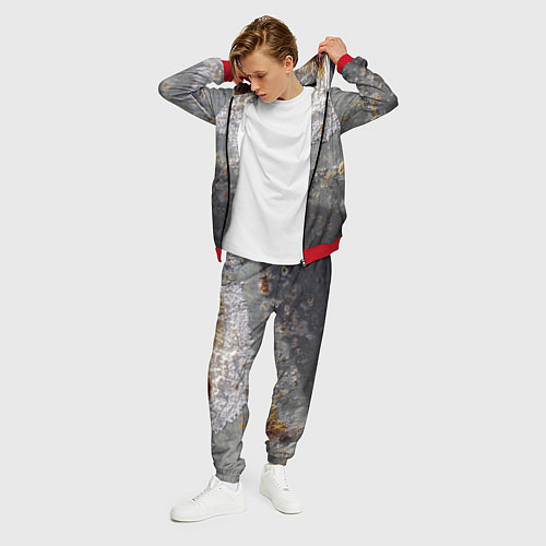 Мужской костюм Коррозия металла гранж текстура / 3D-Красный – фото 3