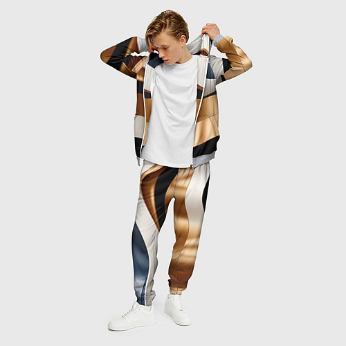 Мужской костюм Золотистые вставки абстракции / 3D-Меланж – фото 3