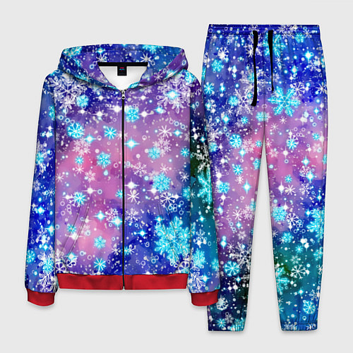 Мужской костюм Снежинки - морозный паттерн / 3D-Красный – фото 1