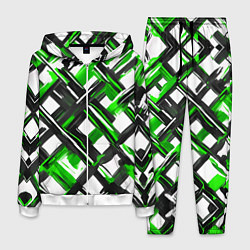 Костюм мужской Зелёные и чёрные мазки, цвет: 3D-белый