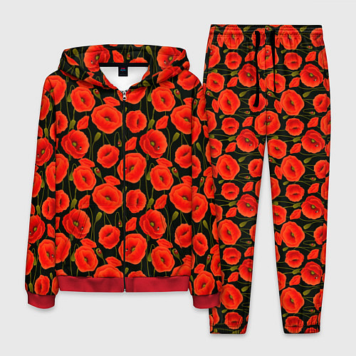 Мужской костюм Полевые цветы маки / 3D-Красный – фото 1