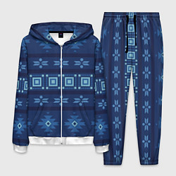 Костюм мужской Blue tribal geometric, цвет: 3D-белый