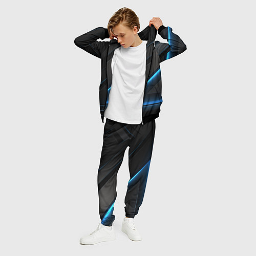 Мужской костюм Blue black neon / 3D-Черный – фото 3
