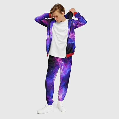 Мужской костюм Фиолетовый туман в движении / 3D-Красный – фото 3
