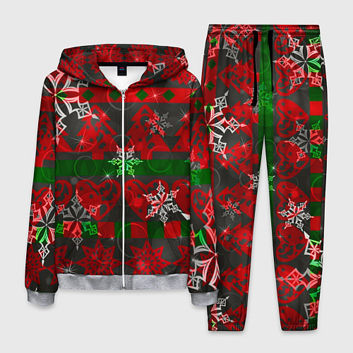 Мужской костюм Рождественские узоры ёлки и снежинки / 3D-Меланж – фото 1