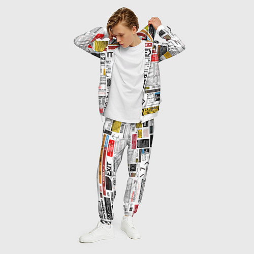 Мужской костюм Предупреждающие наклейки / 3D-Белый – фото 3