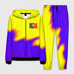Костюм мужской НБА баскетбол краски неоновые желтые, цвет: 3D-черный