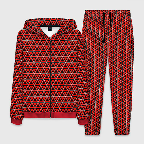 Мужской костюм Красные и чёрные треугольники / 3D-Красный – фото 1