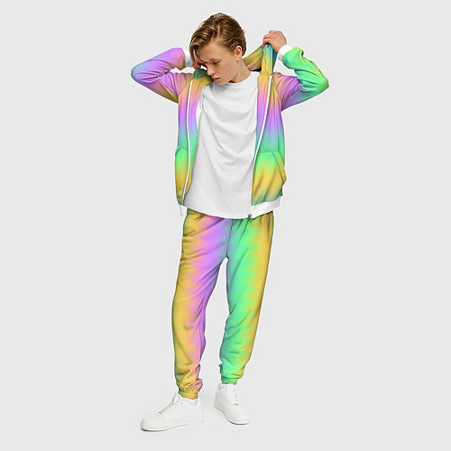 Мужской костюм Мягкие неоновые зигзаги / 3D-Белый – фото 3