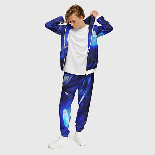 Мужской костюм Black and blue abstract background sport style / 3D-Белый – фото 3