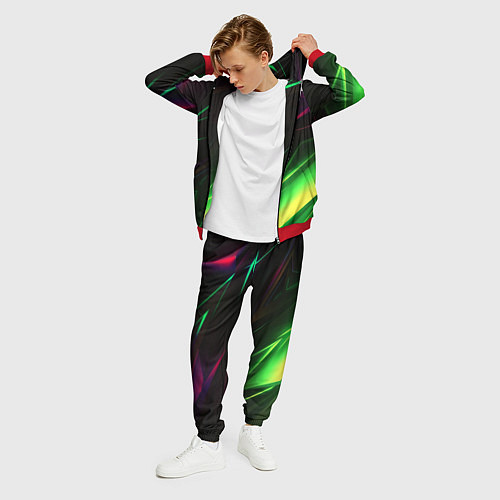 Мужской костюм Geometry stripes кислотный неон / 3D-Красный – фото 3