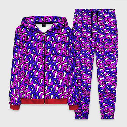 Мужской костюм Фиолетовый узор и чёрная обводка / 3D-Красный – фото 1