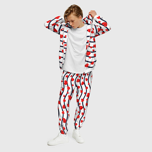 Мужской костюм Сердца на линиях / 3D-Белый – фото 3