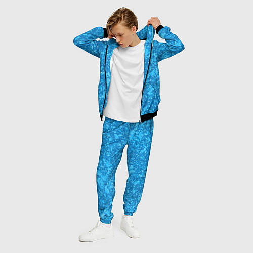 Мужской костюм Ярко-голубой абстракция космический / 3D-Черный – фото 3