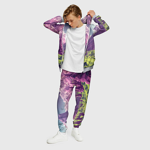 Мужской костюм Геометрический зеленый пейзаж и фиолетовые горы / 3D-Меланж – фото 3