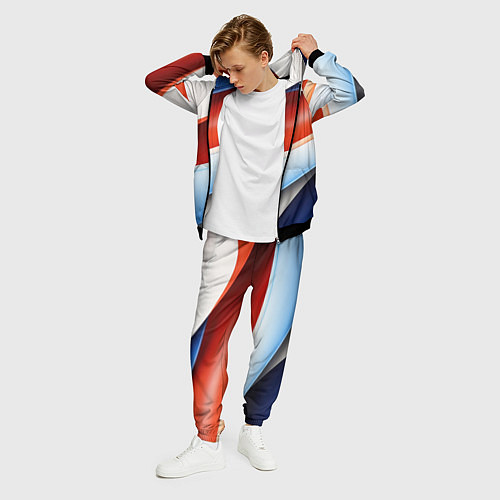 Мужской костюм Абстрактный минимализм плавные волнистые линии / 3D-Черный – фото 3