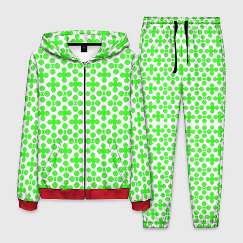 Мужской костюм Зелёные четырёхлистники на белом фоне / 3D-Красный – фото 1