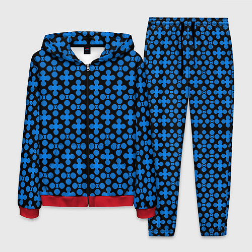 Мужской костюм Синие четырёхлистники на чёрном фоне / 3D-Красный – фото 1