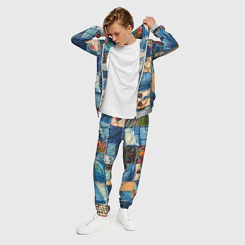 Мужской костюм Vanguard denim patchwork - ai art / 3D-Меланж – фото 3