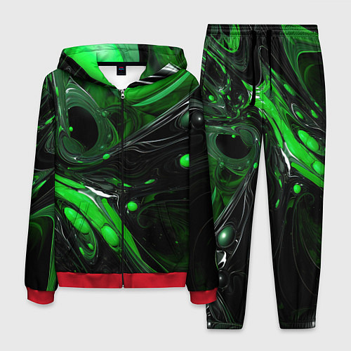 Мужской костюм Green dark abstract geometry style / 3D-Красный – фото 1